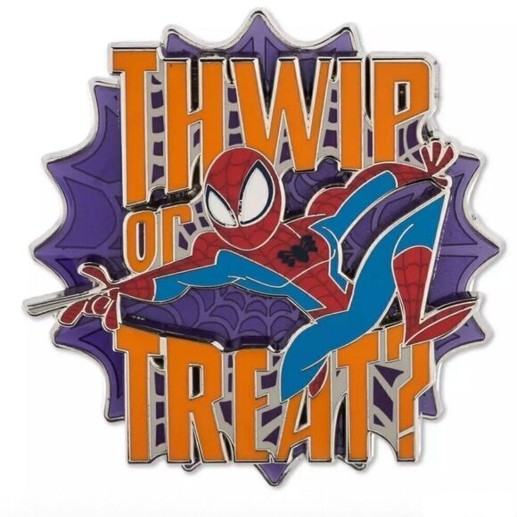 Spider-Man ''Thwip or Treat?'' Halloween Pin New with Card Disney Store - Picture 1 of 2
